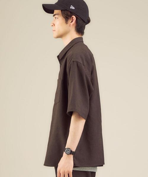 green label relaxing（グリーンレーベルリラクシング）の「＜ 機能 / ストレッチ・防シワ ＞ CM リネンライク ドビー ルーズ 半袖 シャツ（シャツ/ブラウス・メンズ・ダークブラウン/コバルトブルー/ベージュ・LARGE/MEDIUM/SMALL）」の19枚目の写真