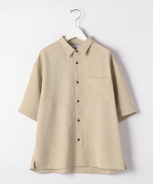 green label relaxing（グリーンレーベルリラクシング）の「＜ 機能 / ストレッチ・防シワ ＞ CM リネンライク ドビー ルーズ 半袖 シャツ（シャツ/ブラウス・メンズ・ダークブラウン/コバルトブルー/ベージュ・LARGE/MEDIUM/SMALL）」の5枚目の写真