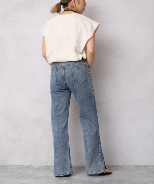 Bonjour Sagan（ボンジュールサガン）の「カレッジプリントTシャツ/フレンチスリーブプルオーバー【ZOZO限定アイテム】（Tシャツ/カットソー・レディース・スミクロ/オレンジ/アイボリー/オートミール/ブルー・FREE）」の21枚目の写真