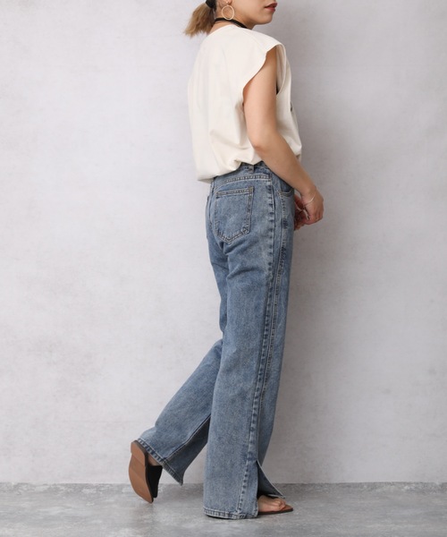 Bonjour Sagan（ボンジュールサガン）の「カレッジプリントTシャツ/フレンチスリーブプルオーバー【ZOZO限定アイテム】（Tシャツ/カットソー・レディース・スミクロ/オレンジ/アイボリー/オートミール/ブルー・FREE）」の20枚目の写真