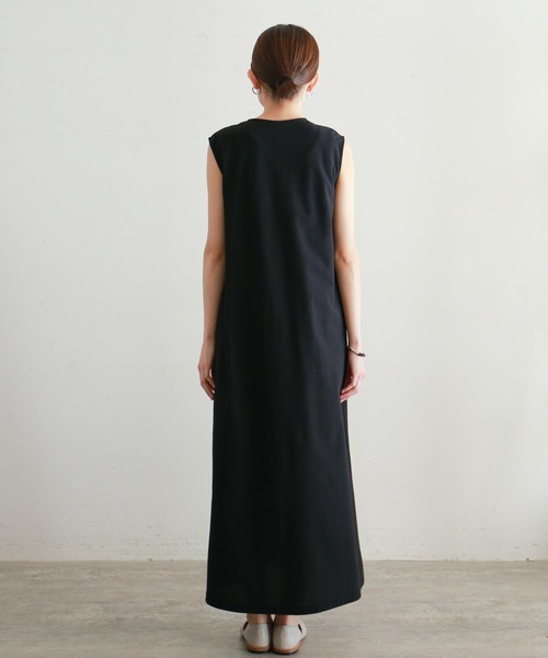 NOMBRE IMPAIR(ノンブルアンペール)の「ワーカーズリネンコンビ ノースリワンピース(ワンピース・レディース・ネイビー/チャコールグレー・FREE)」の5枚目の写真