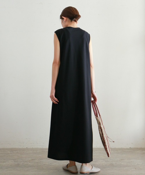 NOMBRE IMPAIR(ノンブルアンペール)の「ワーカーズリネンコンビ ノースリワンピース(ワンピース・レディース・ネイビー/チャコールグレー・FREE)」の22枚目の写真