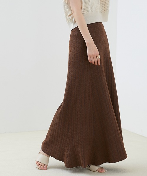 EMMA（EMMA CLOTHES）（エマ）の「【EMMA】ジャガードニットフィットフレアスカート（スカート・レディース・ベージュ/ブラウン・FREE）」の12枚目の写真