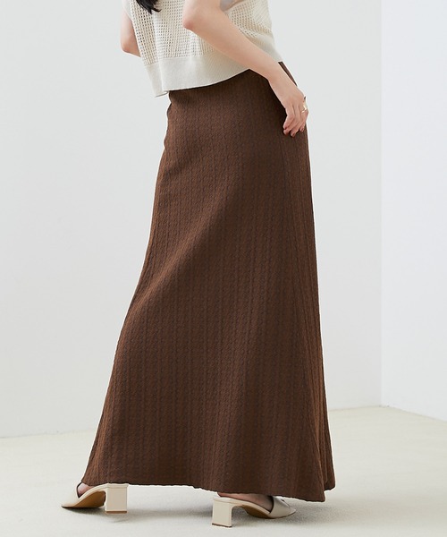 EMMA（EMMA CLOTHES）（エマ）の「【EMMA】ジャガードニットフィットフレアスカート（スカート・レディース・ベージュ/ブラウン・FREE）」の13枚目の写真