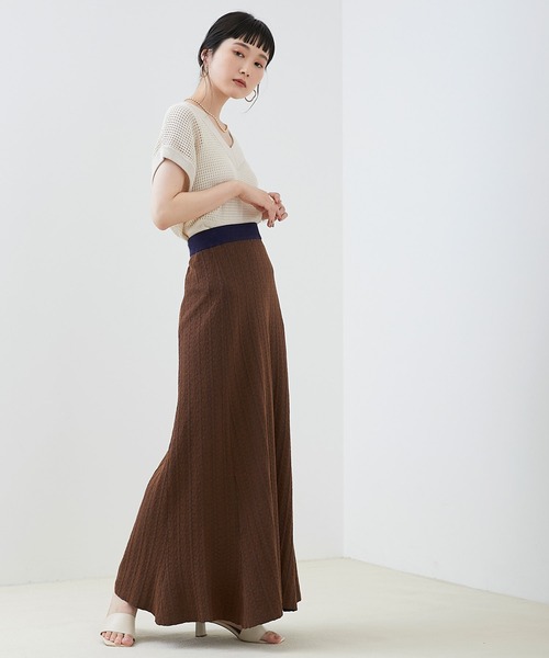 EMMA（EMMA CLOTHES）（エマ）の「【EMMA】ジャガードニットフィットフレアスカート（スカート・レディース・ベージュ/ブラウン・FREE）」の15枚目の写真