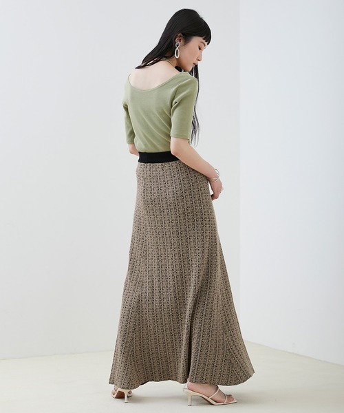 EMMA（EMMA CLOTHES）（エマ）の「【EMMA】ジャガードニットフィットフレアスカート（スカート・レディース・ベージュ/ブラウン・FREE）」の10枚目の写真