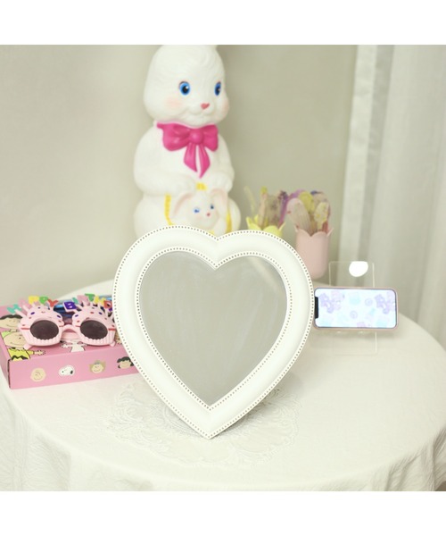 aimoha（アイモハ）の「ハートの卓上ミラー（ミラー・レディース・パープル/ホワイト/ピンク・FREE）」の2枚目の写真