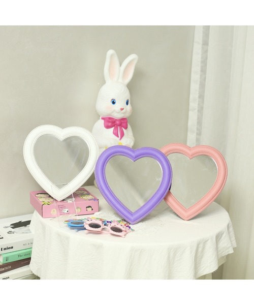 aimoha（アイモハ）の「ハートの卓上ミラー（ミラー・レディース・パープル/ホワイト/ピンク・FREE）」の5枚目の写真