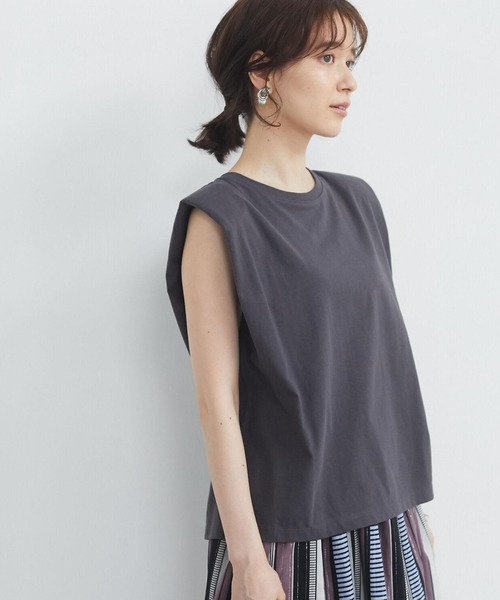 Sugar spoon（シュガースプーン）の「・SUGAR SPOON カタパットフレンチTシャツ＊（Tシャツ/カットソー・レディース・チャコールグレー/ブラック/パープル/グレイッシュベージュ/ピンクベージュ/アイボリー・FREE）」の4枚目の写真