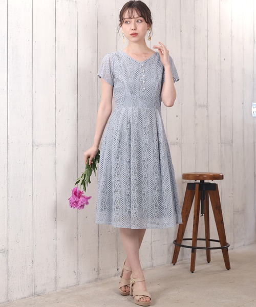 ワンピース Astoria ワンピース ドレスodier アストリアオディール のファッション パール付きレースワンピース ワンピース Astoria