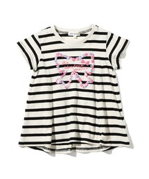 SHOO・LA・RUE（シューラルー）の「◆【100-140cm】フラワーモチーフロゴフレアTシャツ（Tシャツ/カットソー・キッズ）」
