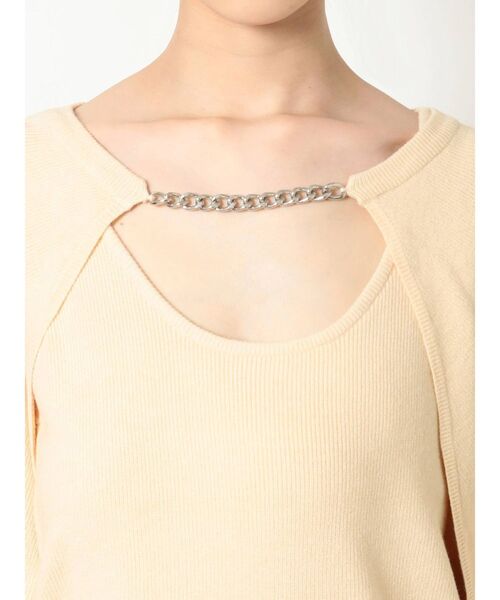 EVRIS（エヴリス）の「チェーンモチーフレイヤードニットトップス（ニット/セーター・レディース・アイボリー/ブラック/オレンジ/グリーン・FREE）」の19枚目の写真