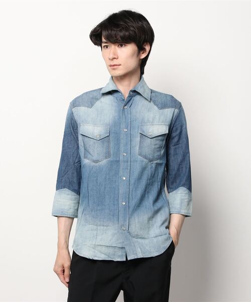 Espeyrac デニムシャツ 五分袖 七分袖 デニムシャツ メンズ シャツ 