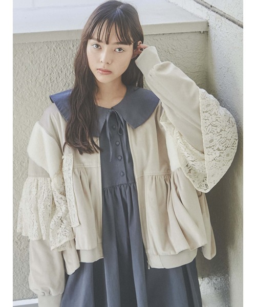 merry jenny（メリージェニー）の「レースレイヤードコンビブルゾン