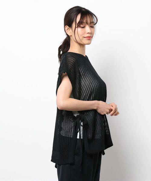 KOBE LETTUCE（コウベレタス）の「[2点セット]2Waｙメッシュポンチョベスト×インナータンクトップSET（ベスト・レディース・ブラック/ベージュ/ブルー・FREE）」の5枚目の写真