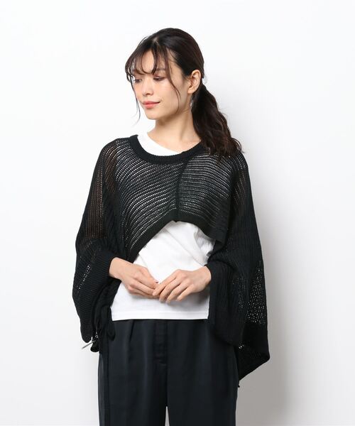 KOBE LETTUCE（コウベレタス）の「[2点セット]2Waｙメッシュポンチョベスト×インナータンクトップSET（ベスト・レディース・ブラック/ベージュ/ブルー・FREE）」の7枚目の写真