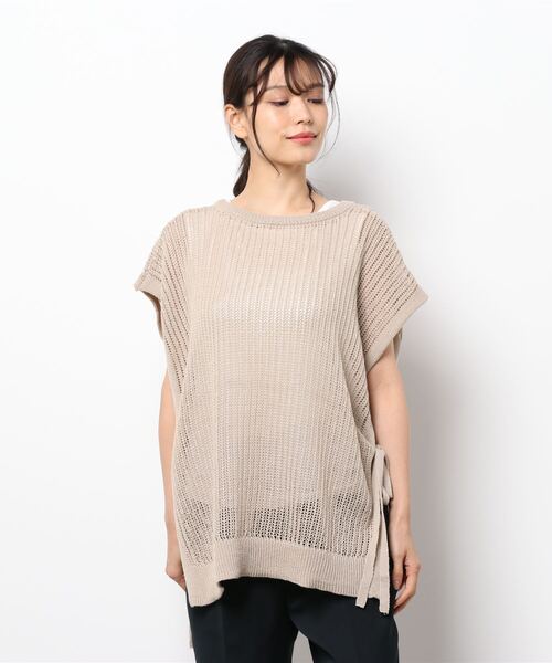 KOBE LETTUCE（コウベレタス）の「[2点セット]2Waｙメッシュポンチョベスト×インナータンクトップSET（ベスト・レディース・ブラック/ベージュ/ブルー・FREE）」の16枚目の写真