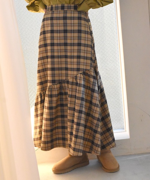 Alley by w closet（アリーバイダブルクローゼット）の「【Alley】チェック裾切替スカート（スカート・レディース・ネイビー/ベージュ・FREE）」の17枚目の写真