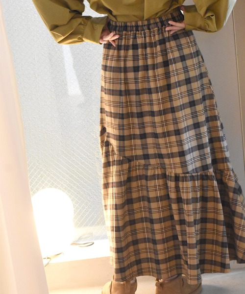 Alley by w closet（アリーバイダブルクローゼット）の「【Alley】チェック裾切替スカート（スカート・レディース・ネイビー/ベージュ・FREE）」の18枚目の写真