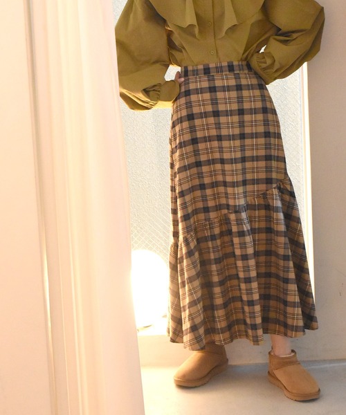 Alley by w closet（アリーバイダブルクローゼット）の「【Alley】チェック裾切替スカート（スカート・レディース・ネイビー/ベージュ・FREE）」の21枚目の写真