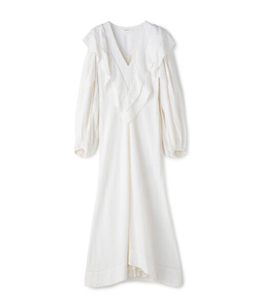 ISABEL MARANT(イザベルマラン)の「ISABEL MARANT ETOILE HYDE ラッフルショルダーロングワンピース(ワンピース・レディース・ホワイト/グリーン・34/36)」の12枚目の写真