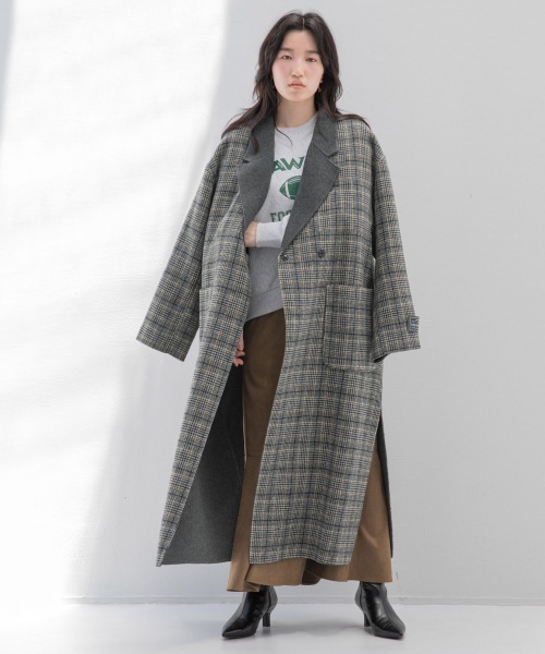 LOWRYS FARM(ローリーズファーム)の「メリノWフェイスリバーシブルコート/W 955610(チェスターコート・レディース・グレー系その他/ブラウン系その他/グリーン系その他・FREE)」の4枚目の写真