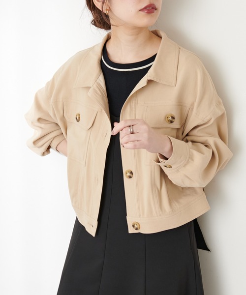 natural couture(ナチュラルクチュール)の「コンパクトショートブルゾン(ブルゾン・レディース・ブラウン/モカ/ベージュ/ミント・FREE)」の3枚目の写真