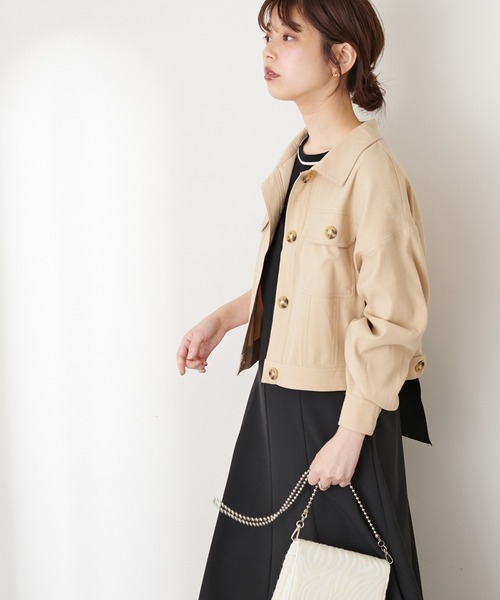 natural couture(ナチュラルクチュール)の「コンパクトショートブルゾン(ブルゾン・レディース・ブラウン/モカ/ベージュ/ミント・FREE)」の7枚目の写真