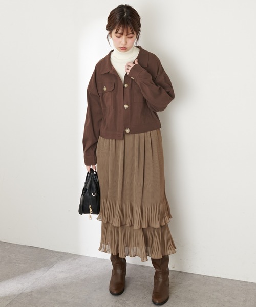 natural couture(ナチュラルクチュール)の「コンパクトショートブルゾン(ブルゾン・レディース・ブラウン/モカ/ベージュ/ミント・FREE)」の16枚目の写真