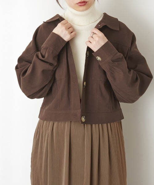 natural couture(ナチュラルクチュール)の「コンパクトショートブルゾン(ブルゾン・レディース・ブラウン/モカ/ベージュ/ミント・FREE)」の13枚目の写真