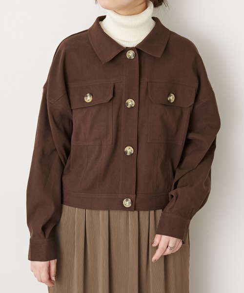 natural couture(ナチュラルクチュール)の「コンパクトショートブルゾン(ブルゾン・レディース・ブラウン/モカ/ベージュ/ミント・FREE)」の17枚目の写真