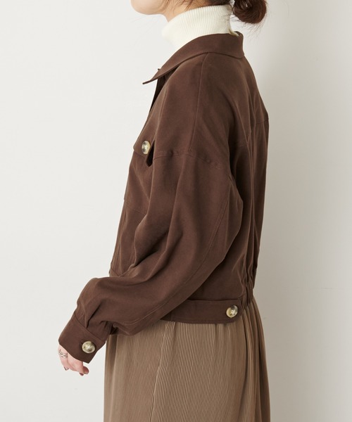 natural couture(ナチュラルクチュール)の「コンパクトショートブルゾン(ブルゾン・レディース・ブラウン/モカ/ベージュ/ミント・FREE)」の18枚目の写真