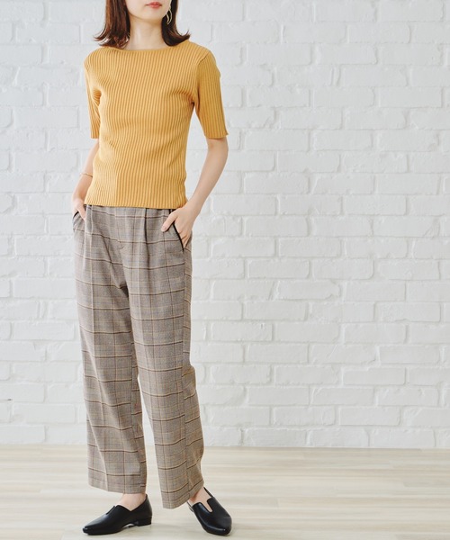 acro（アクロ）の「5分袖ボートネックベーシックリブニット/AC1133（ニット/セーター・レディース・ブラック/ベージュ/グレー/イエロー/ブルー/グリーン・ﾌﾘ-）」の8枚目の写真