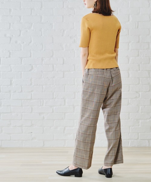 acro（アクロ）の「5分袖ボートネックベーシックリブニット/AC1133（ニット/セーター・レディース・ブラック/ベージュ/グレー/イエロー/ブルー/グリーン・ﾌﾘ-）」の15枚目の写真