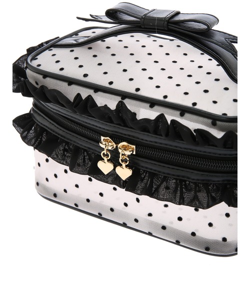 Honey Salon（ハニーサロン）の「ドットチュールバニティポーチ（ポーチ・レディース・ブラック/ベージュ・FREE）」の3枚目の写真
