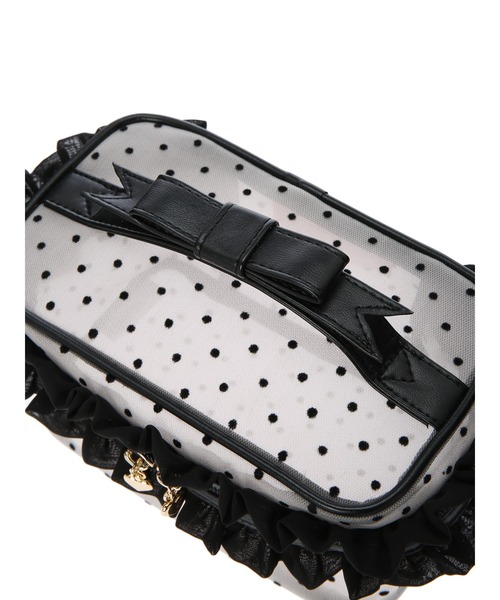 Honey Salon（ハニーサロン）の「ドットチュールバニティポーチ（ポーチ・レディース・ブラック/ベージュ・FREE）」の9枚目の写真