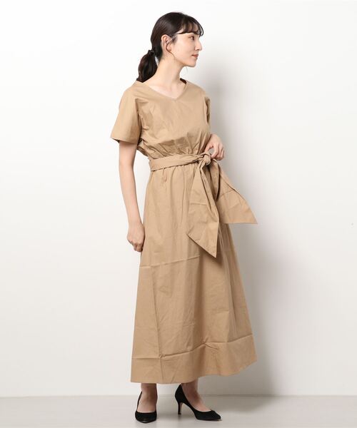 おしゃれスタ(オシャレスタ)の「おしゃれスタ ふわり。大人フェミニン。サッシュベルト付ワンピース(ワンピース・レディース・グレー/ブルー/ベージュ/ネイビー/レッド・FREE)」の12枚目の写真
