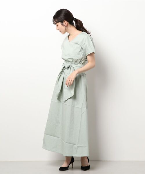 おしゃれスタ(オシャレスタ)の「おしゃれスタ ふわり。大人フェミニン。サッシュベルト付ワンピース(ワンピース・レディース・グレー/ブルー/ベージュ/ネイビー/レッド・FREE)」の22枚目の写真