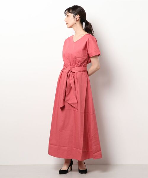 おしゃれスタ(オシャレスタ)の「おしゃれスタ ふわり。大人フェミニン。サッシュベルト付ワンピース(ワンピース・レディース・グレー/ブルー/ベージュ/ネイビー/レッド・FREE)」の6枚目の写真