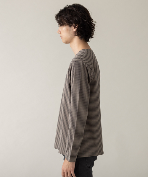 ABAHOUSE(アバハウス)の「【ノンストレス】COTTON LYCRA 圧着 クルーネック Tシャツ(Tシャツ/カットソー・メンズ・ブラック/ホワイト/ベージュ・44/48/46)」の12枚目の写真