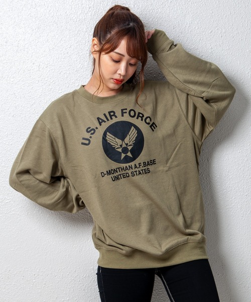 GGD(ジージーディー)の「ワイドシルエットU.S.AIR.FORCE裏毛トレーナー(スウェット・レディース・ブラック/グリーン/グレー/ブルー・LL/L/M)」の3枚目の写真