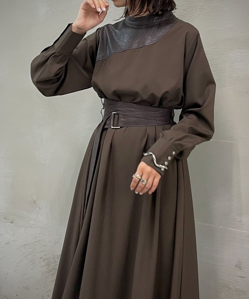 &g'aime（アンジェム）の「【&g’aime】レザードッキングワンピース（ワンピース・レディース・ブラック/ブラウン・FREE）」の10枚目の写真