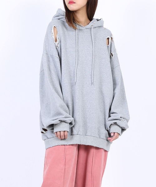 PUNYUS(プニュズ)の「クラッシュパーカー(パーカー・レディース・パープル/グリーン/ブラック/グレー・3/4)」の3枚目の写真