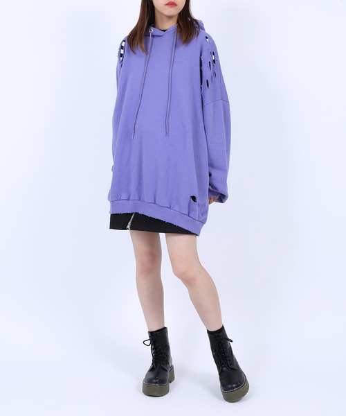 PUNYUS(プニュズ)の「クラッシュパーカー(パーカー・レディース・パープル/グリーン/ブラック/グレー・3/4)」の9枚目の写真