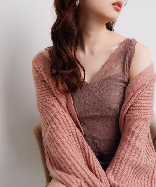 LIPSERVICE（リップサービス）の「レイヤードレースビスチェ（タンクトップ・レディース・ホワイト/ブラック/ブラウン/ブルー/ベージュ・FREE）」の4枚目の写真