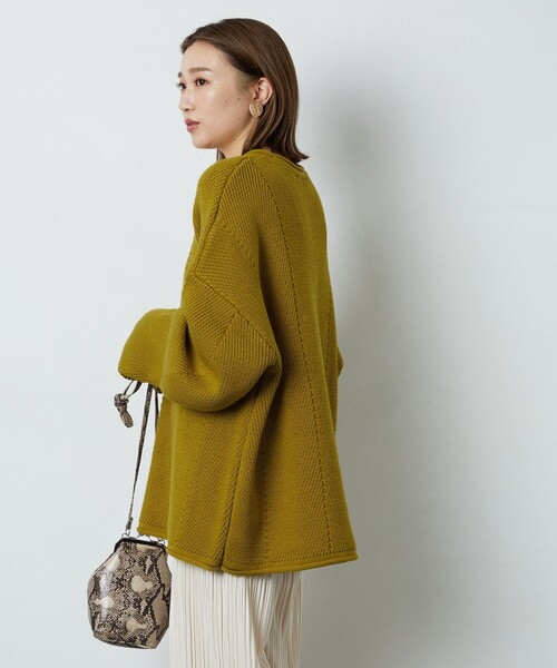 FREAK'S STORE（フリークスストア）の「▽【WEB限定】ヘリンボーンロールネックニット（ニット/セーター・レディース・ナチュラル/オリーブ/ブラック/ブラウン/イエロー/グリーン/ブルー/ラベンダー・ﾌﾘ-）」の8枚目の写真