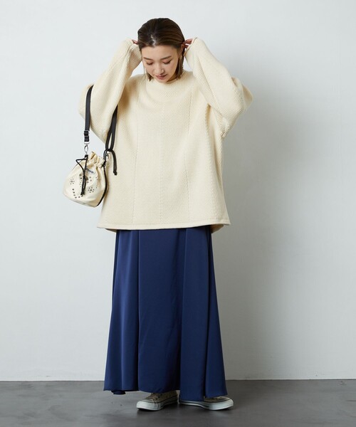 FREAK'S STORE（フリークスストア）の「▽【WEB限定】ヘリンボーンロールネックニット（ニット/セーター・レディース・ナチュラル/オリーブ/ブラック/ブラウン/イエロー/グリーン/ブルー/ラベンダー・ﾌﾘ-）」の9枚目の写真