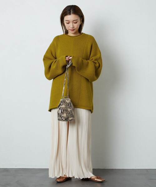 FREAK'S STORE（フリークスストア）の「▽【WEB限定】ヘリンボーンロールネックニット（ニット/セーター・レディース・ナチュラル/オリーブ/ブラック/ブラウン/イエロー/グリーン/ブルー/ラベンダー・ﾌﾘ-）」の17枚目の写真