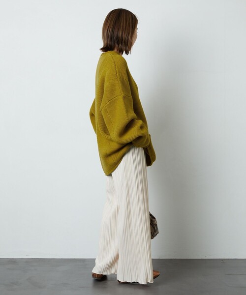 FREAK'S STORE（フリークスストア）の「▽【WEB限定】ヘリンボーンロールネックニット（ニット/セーター・レディース・ナチュラル/オリーブ/ブラック/ブラウン/イエロー/グリーン/ブルー/ラベンダー・ﾌﾘ-）」の18枚目の写真