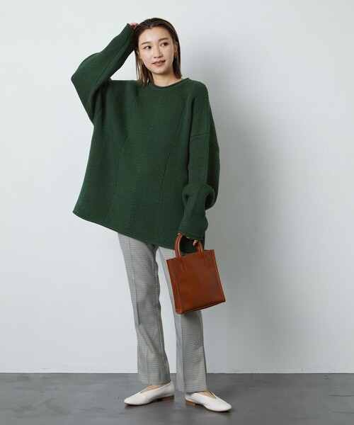 FREAK'S STORE（フリークスストア）の「▽【WEB限定】ヘリンボーンロールネックニット（ニット/セーター・レディース・ナチュラル/オリーブ/ブラック/ブラウン/イエロー/グリーン/ブルー/ラベンダー・ﾌﾘ-）」の21枚目の写真